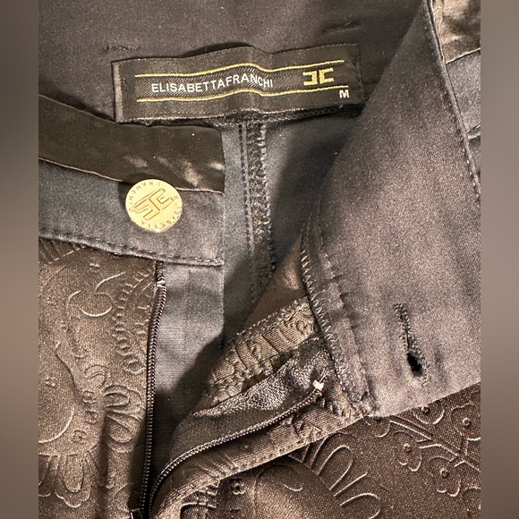 Elisabetta Franchi Black and Navy Paisley Pants - Picture 4 of 7